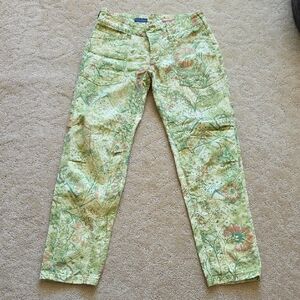Pilcro Green Floral Straight Leg Jeans